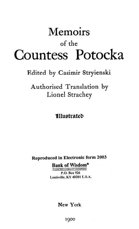 Memoris of The Countess Potocka.